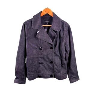 Talbots Women's Size 12 Black  Double‎ Breasted Big Buttons Coat Jacket